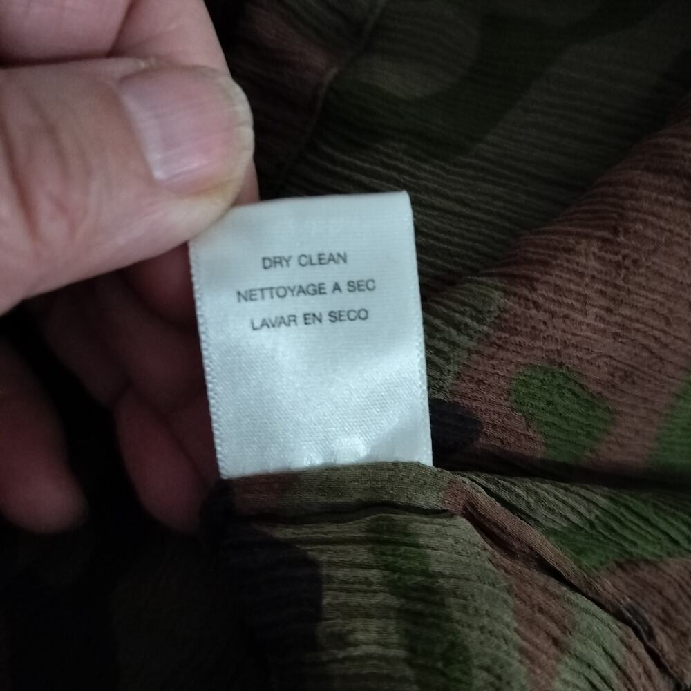 4994)Michael Kors Camouflage Silk Georgette semi Sheer Pullover Hooded Blouse M - Picture 11 of 11